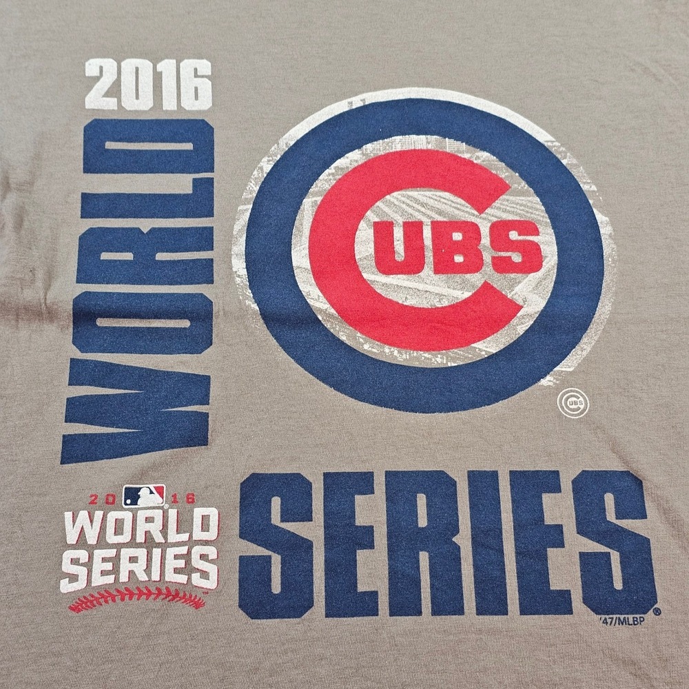 47 Brand Chicago Cubs 2016 World Series T-Shirt Mens Medium Tan Graphic Tee MLB - Picture 4 of 11
